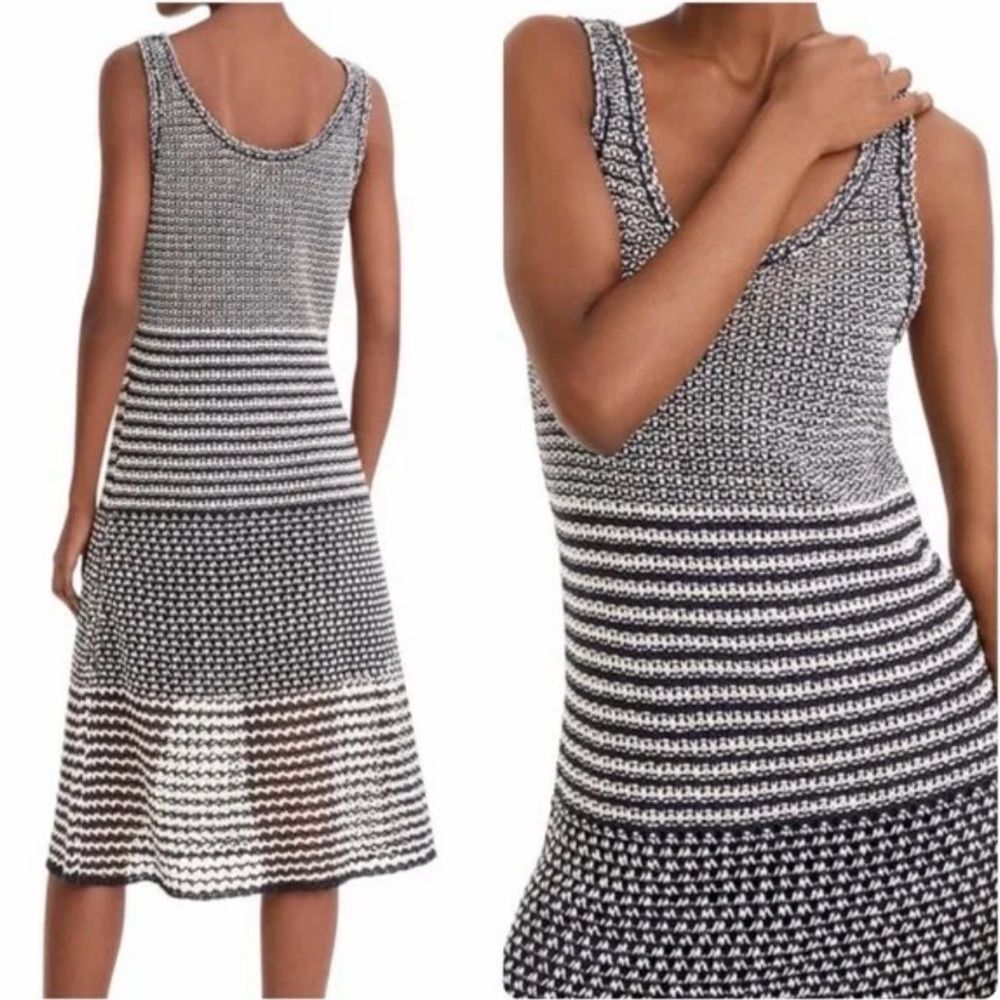 J.Crew Navy White Linen Knit Sleeveless Maxi Dress Size Large *No Slip*